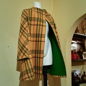 1960's Pauline Trigère Yellow Plaid Wool Coat